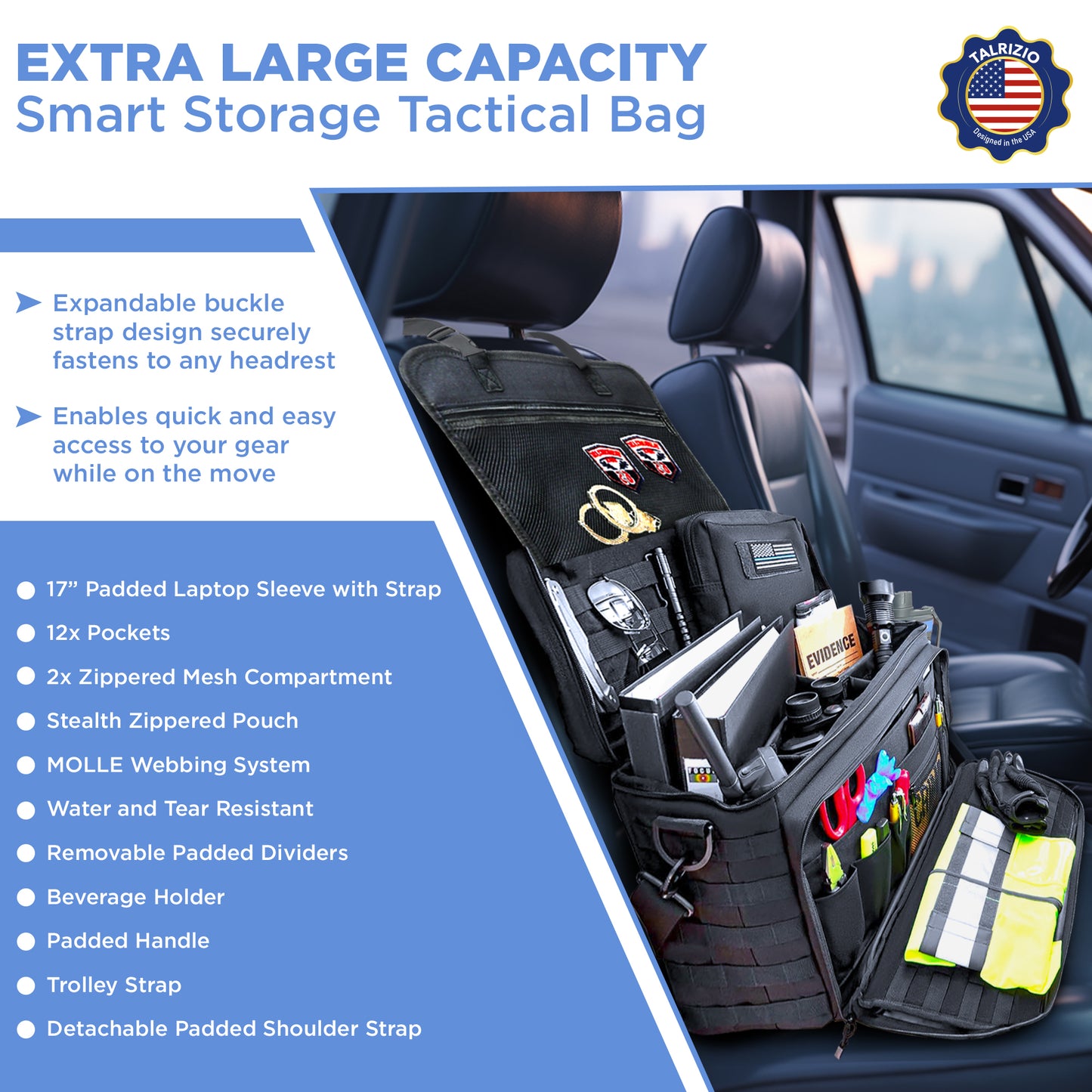 Talrizio Police Patrol Bag Car Organizer